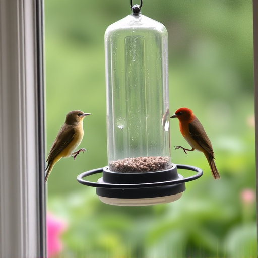 Window feeder attracting garden birds