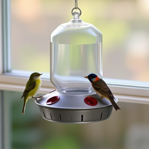 Window feeder attracting garden birds