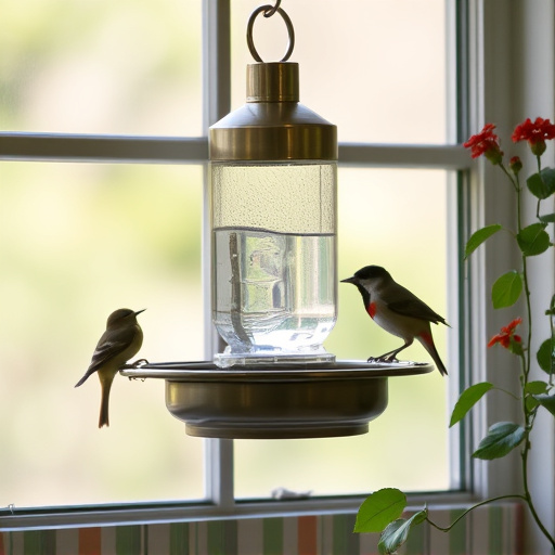 Window feeder attracting garden birds