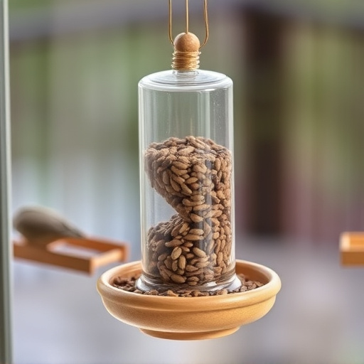 Window feeder filled with seeds outdoors
