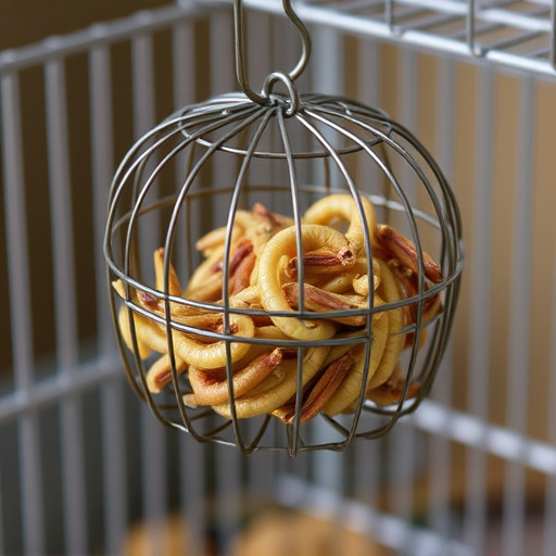 Wire cage feeder for mealworm snacks