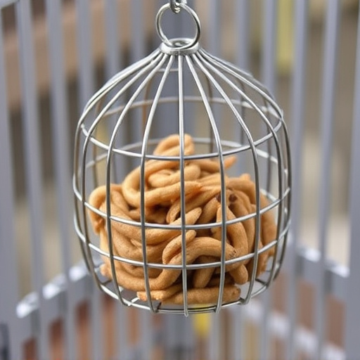 Wire cage feeder for mealworm snacks