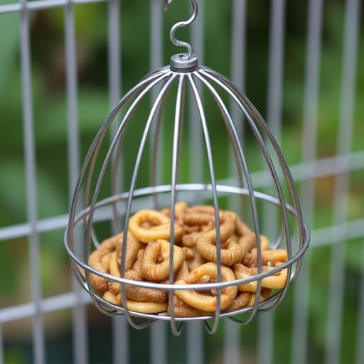 Wire cage feeder for mealworm snacks