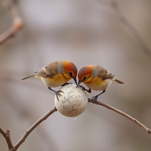 Wrens feeding on fat balls