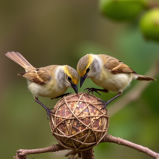 Wrens feeding on fat balls