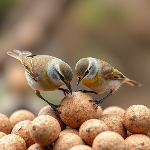 Wrens feeding on fat balls