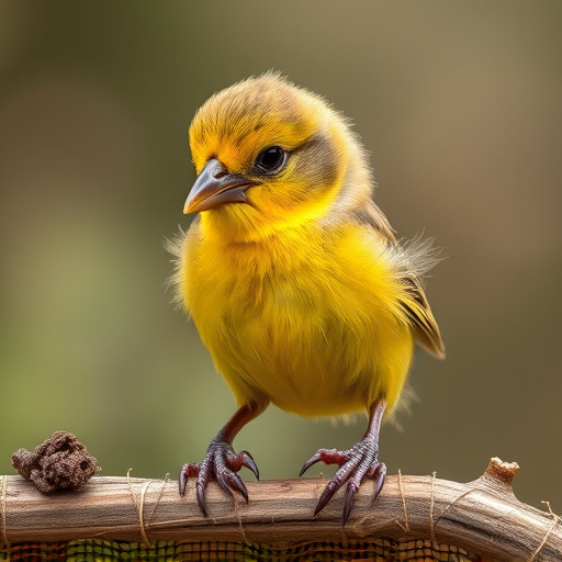 Young bird learning to eat independently
