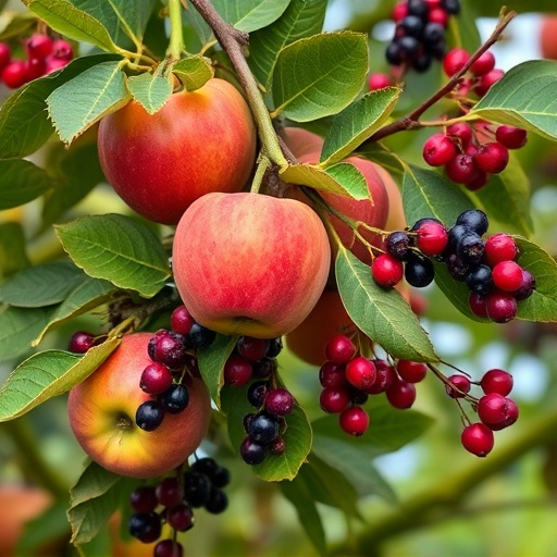 Apples and berries left for birds