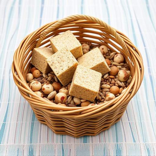 Basket with suet blocks and seed mix