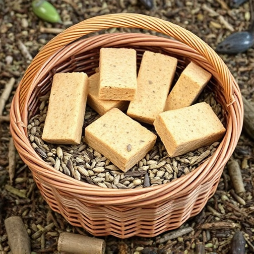Basket with suet blocks and seed mix