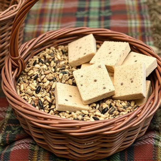 Basket with suet blocks and seed mix