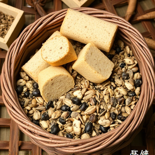 Basket with suet blocks and seed mix