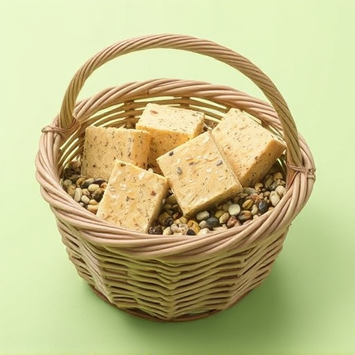 Basket with suet blocks and seed mix