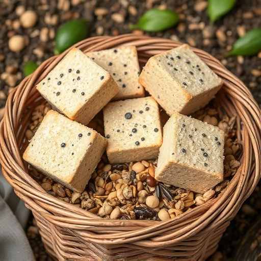 Basket with suet blocks and seed mix