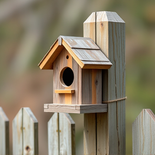 Bird box attached to fence post