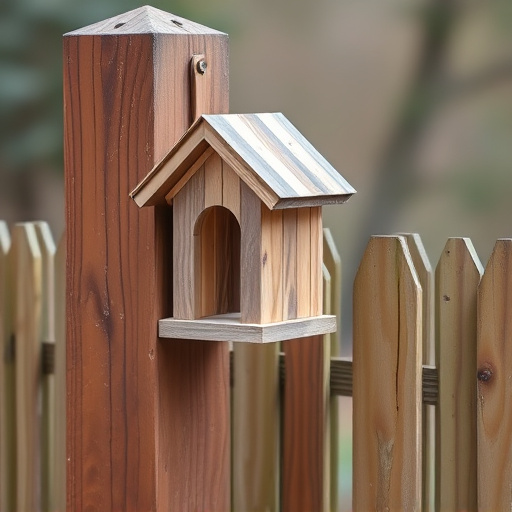 Bird box attached to fence post