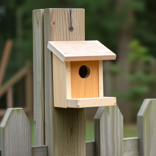Bird box attached to fence post