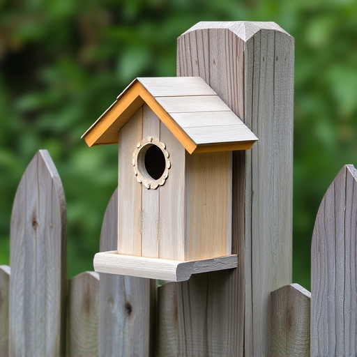 Bird box attached to fence post