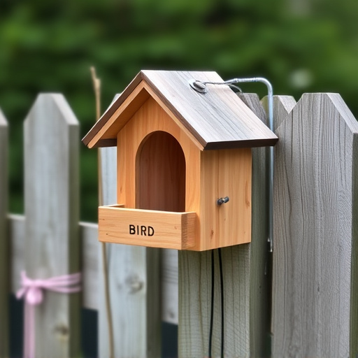 Bird box attached to fence post