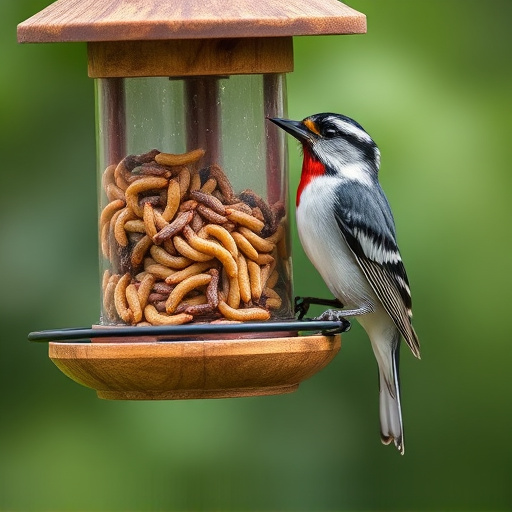 Bird feeder filled with mealworms only