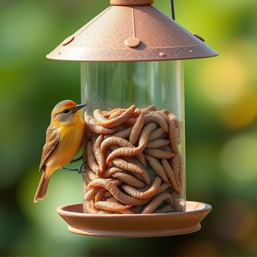 Bird feeder filled with mealworms only