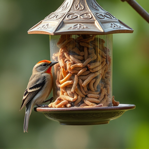 Bird feeder filled with mealworms only