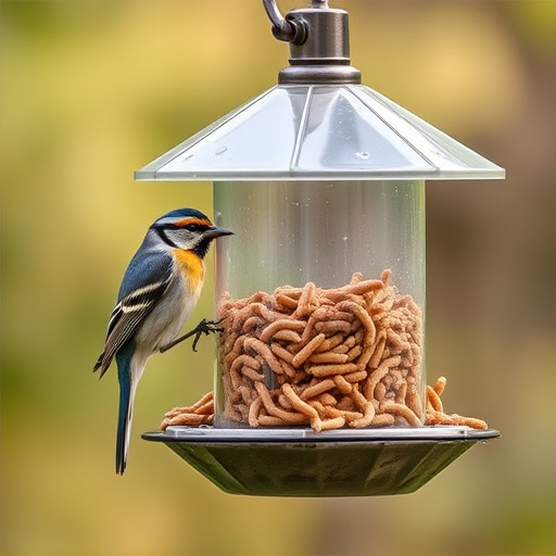 Bird feeder filled with mealworms only