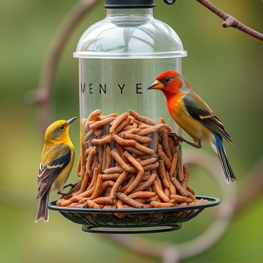Bird feeder filled with mealworms only