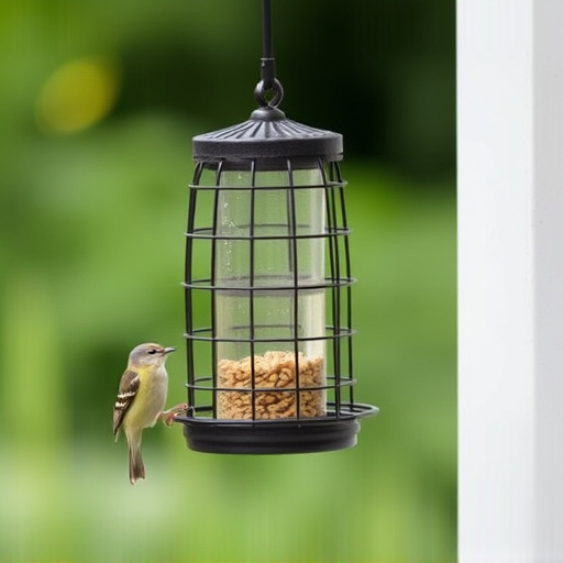 Bird feeder hanging with squirrel proof cage