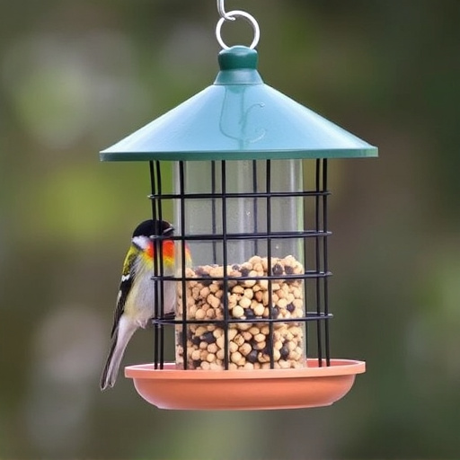 Bird feeder hanging with squirrel proof cage