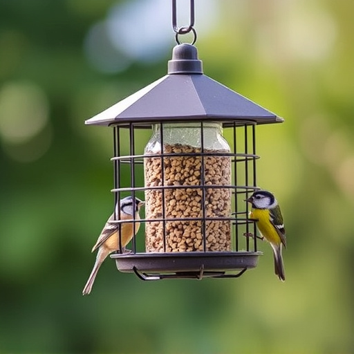 Bird feeder hanging with squirrel proof cage