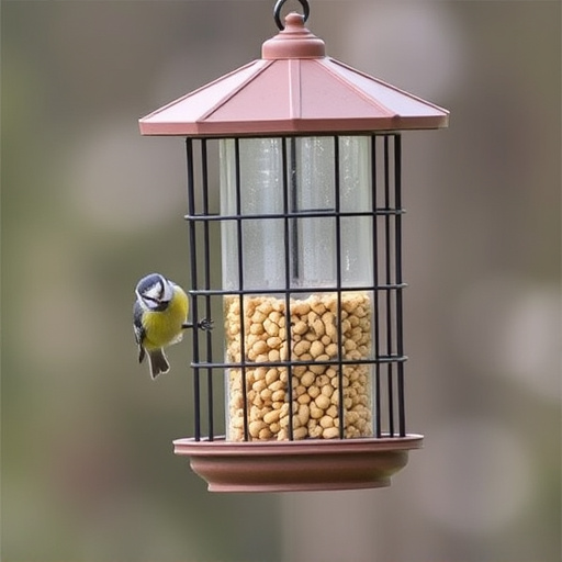 Bird feeder hanging with squirrel proof cage