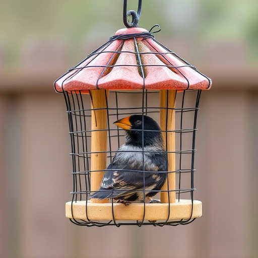 Bird feeder protected by wire mesh