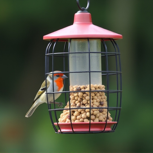 Bird feeder with protective metal cage