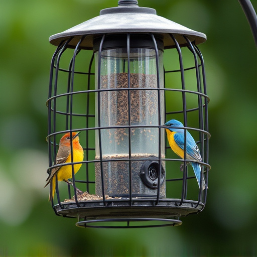 Bird feeder with protective metal cage