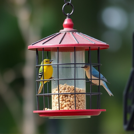 Bird feeder with protective metal cage