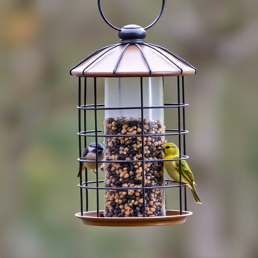 Bird feeder with protective metal cage