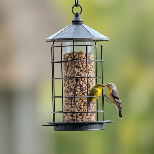 Bird feeder with protective metal cage