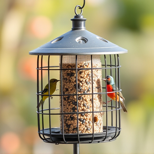 Bird feeder with protective metal cage