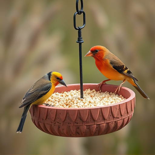 Bird feeding bowl with no wheat food