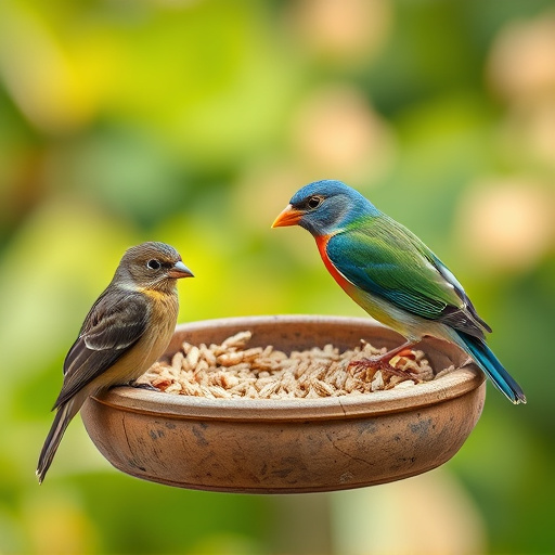 Bird feeding bowl with no wheat food