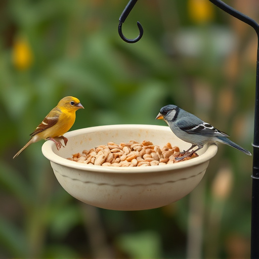Bird feeding bowl with no wheat food