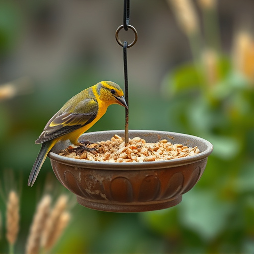 Bird feeding bowl with no wheat food
