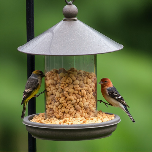 Bird feeding station stocked with suet pellets