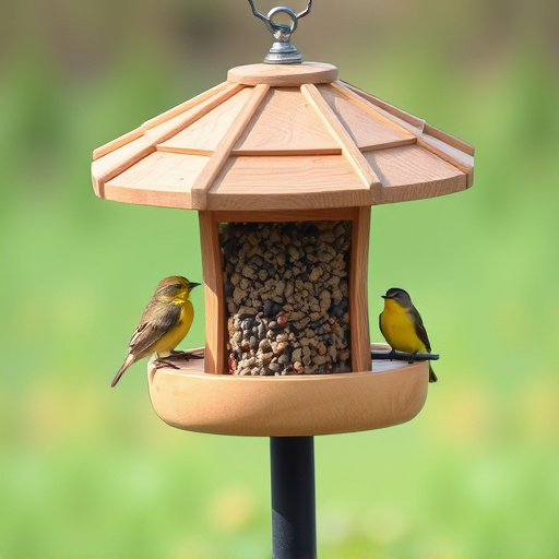 Bird feeding station with roof cover
