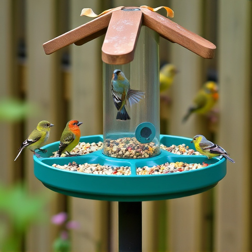 Bird feeding station with seed trays