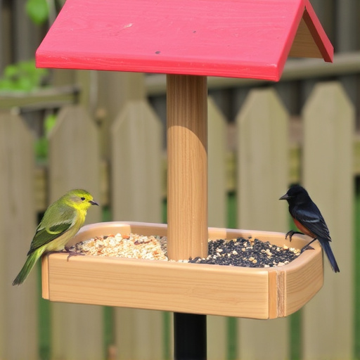 Bird feeding station with seed trays