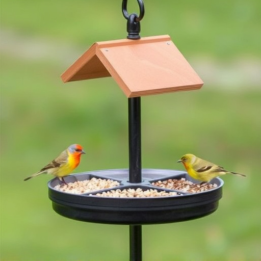 Bird feeding station with seed trays