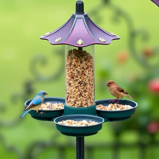 Bird feeding station with seed trays