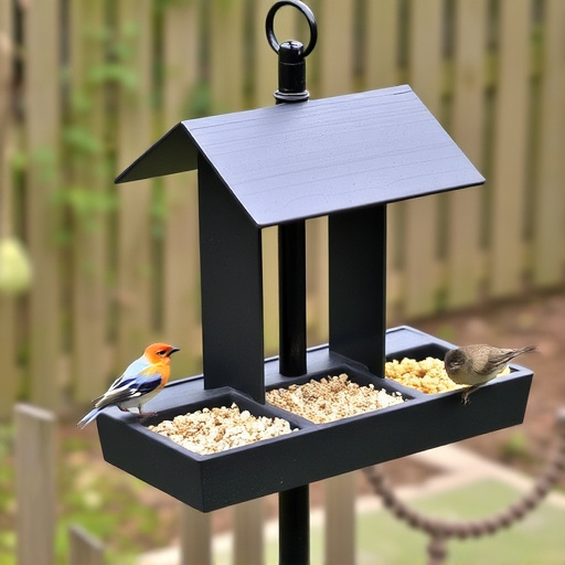 Bird feeding station with seed trays